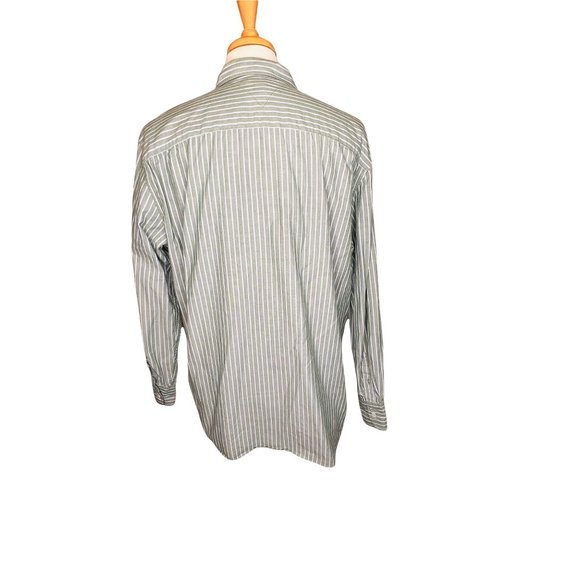 Tommy Hilfiger Mens Striped Button Up Long Sleeve Shirt Green and White Shirt - Picture 4 of 11
